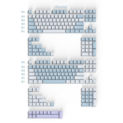 Illusion JTK Style 253 Keys ABS Doubleshot Full Doubleshot Keycaps Set for Cherry MX Mechanical Gaming Keyboard